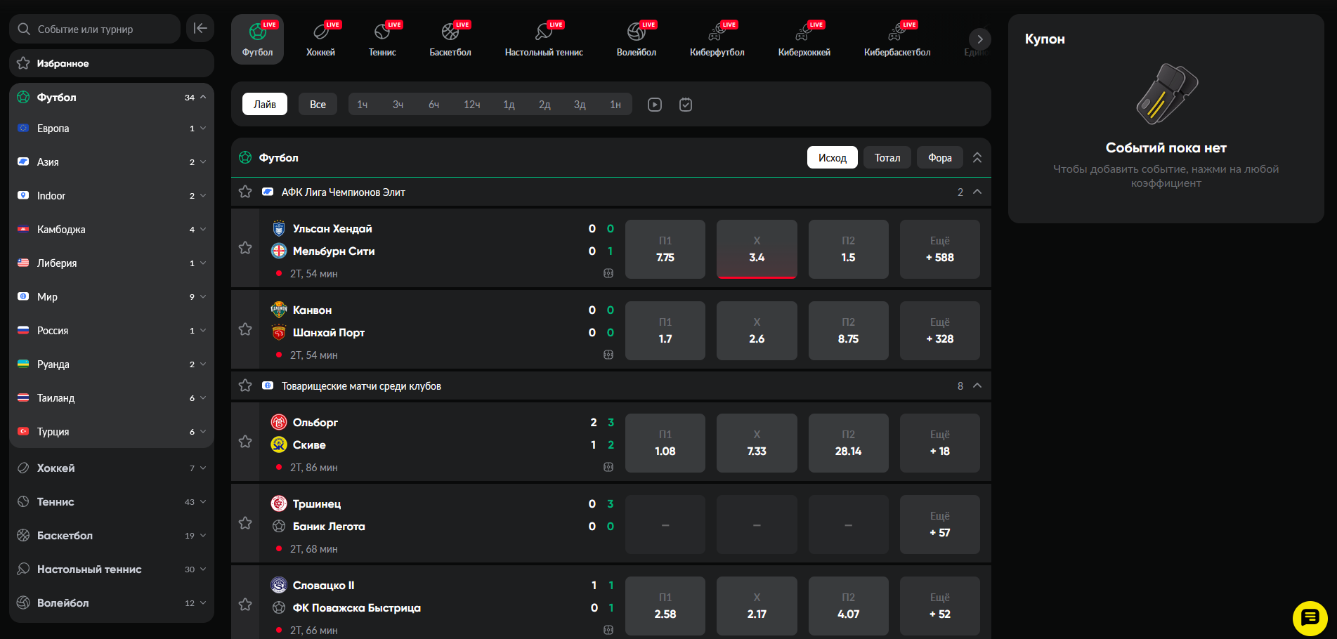 Лінія ставок у букмекер BetBoom: турніри, коефіцієнти та зручні фільтри для пошуку матчу на сайті